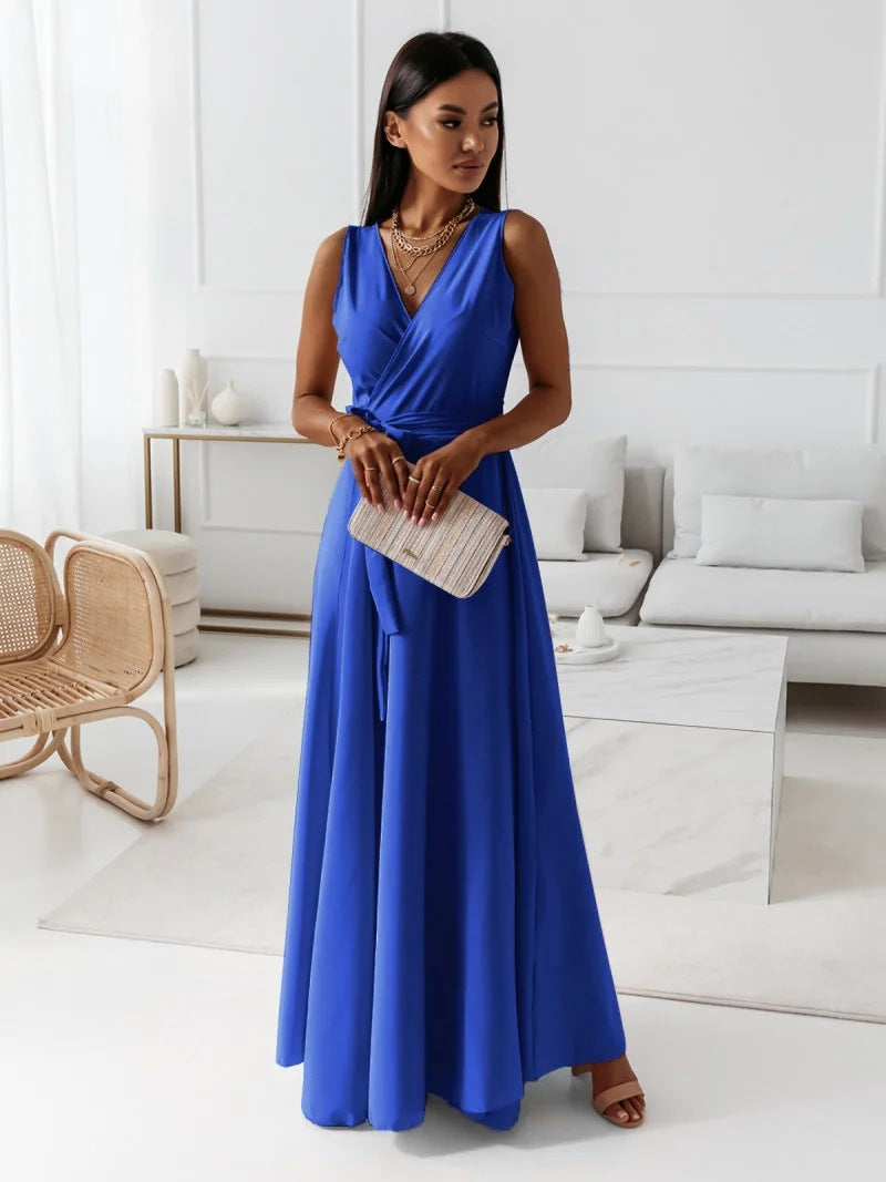 Melinda | Solid V-Neck Maxi Dress for Women