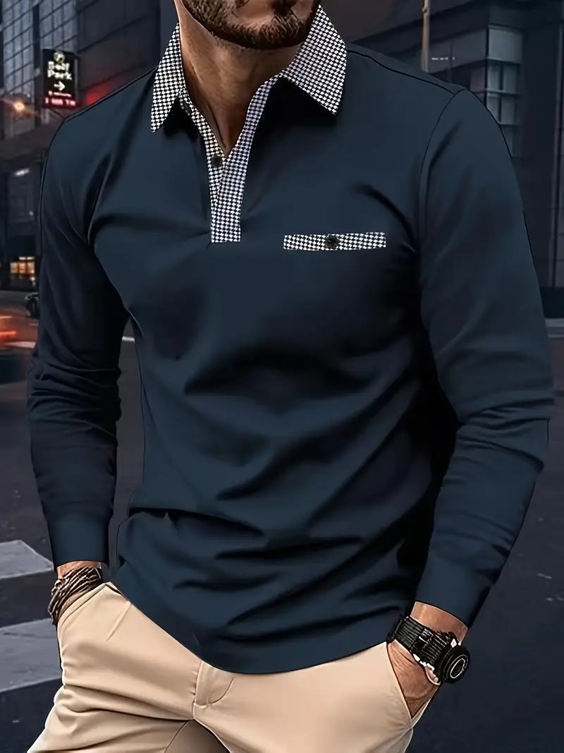 Melvin | Classic Long Sleeve Polo Shirt with Timeless Design for Men