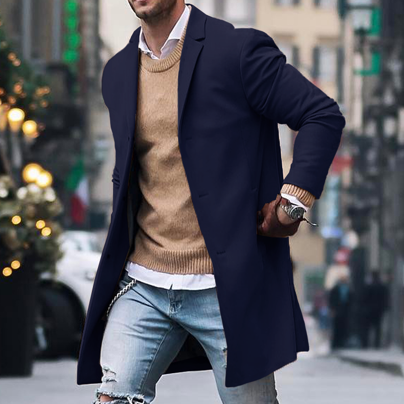 Maximilien | Windbreaker Blend Coat with Single Breasted Design for Men