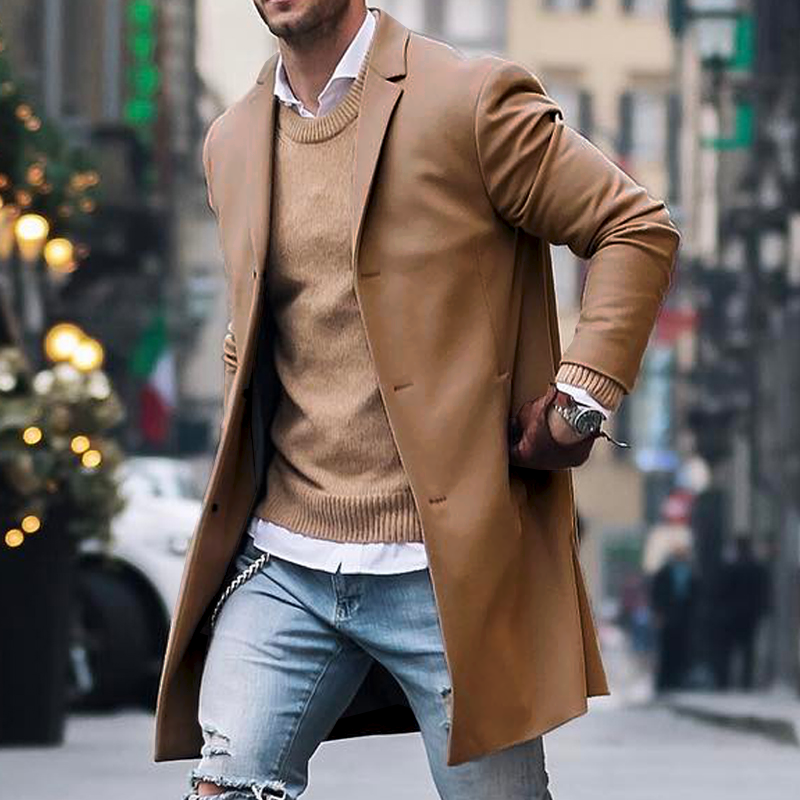 Maximilien | Windbreaker Blend Coat with Single Breasted Design for Men