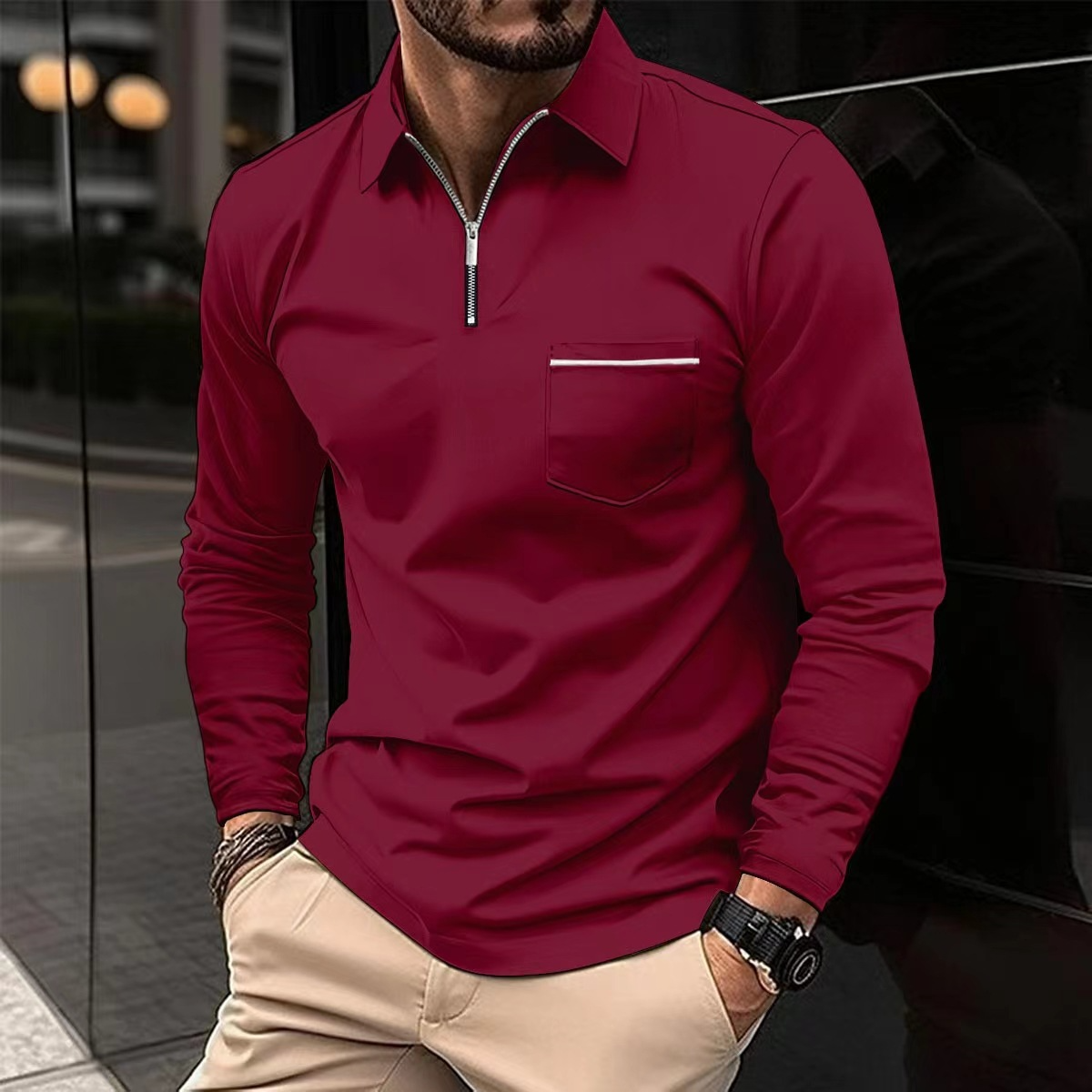 Melvin | Classic Long Sleeve Polo Shirt with Timeless Design for Men