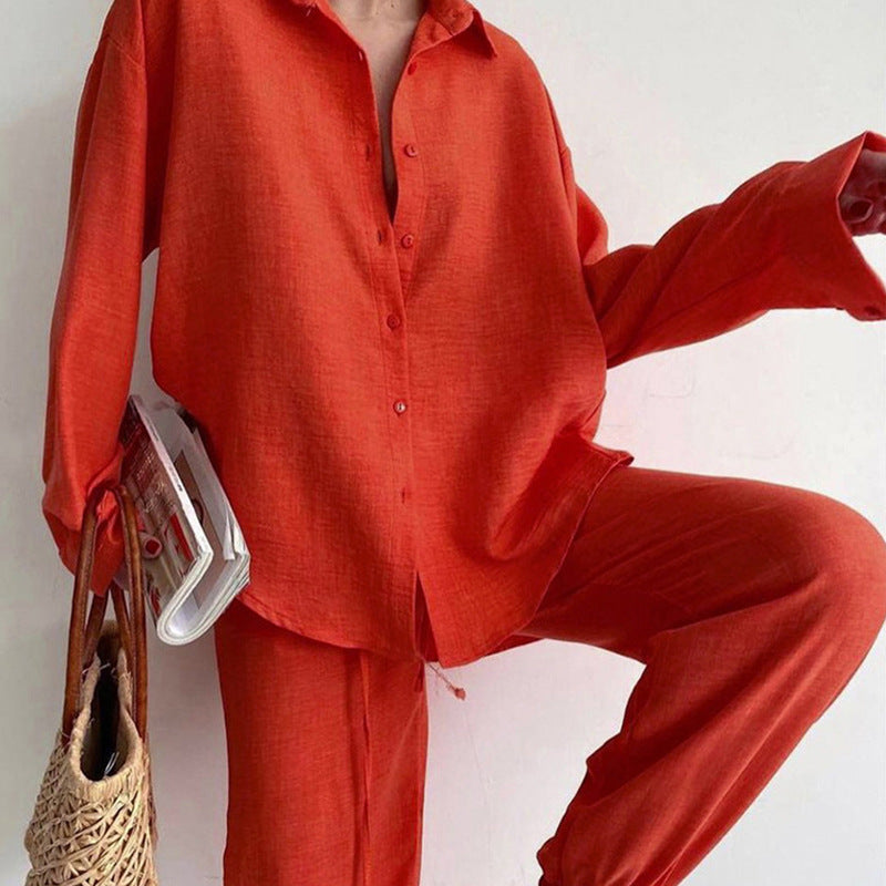 Emersyn | Linen Blouse and Wide-Leg Pants Set for Women