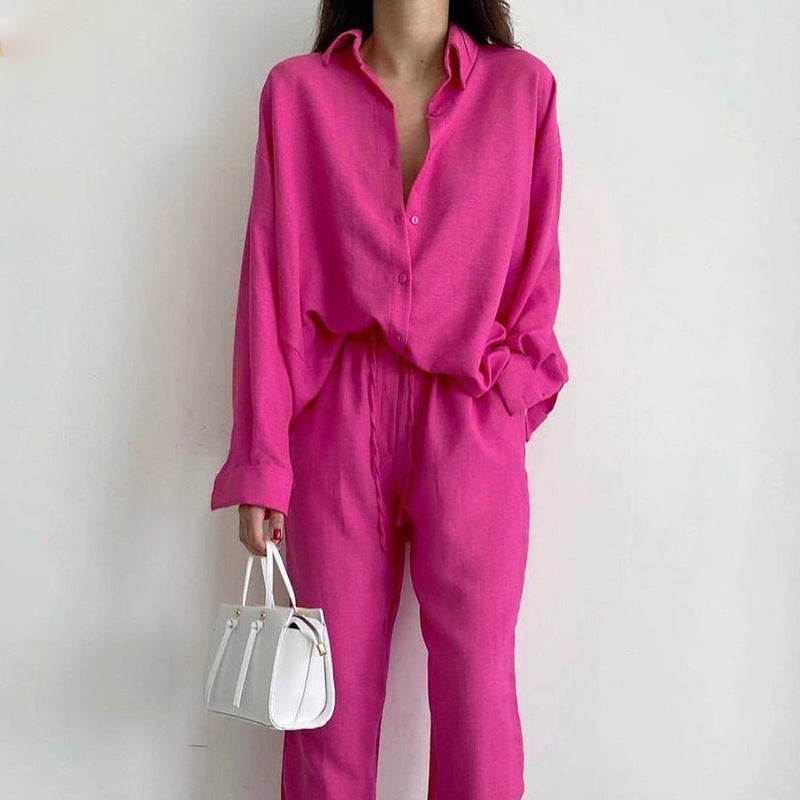 Emersyn | Linen Blouse and Wide-Leg Pants Set for Women
